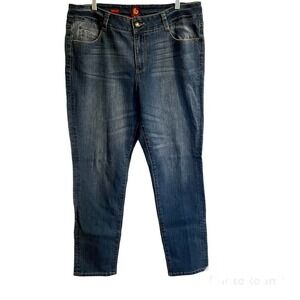 Sasson Ooh La La Skinny Leg Shuffle Jeans Blue Womens Size 16 Logo Stret…